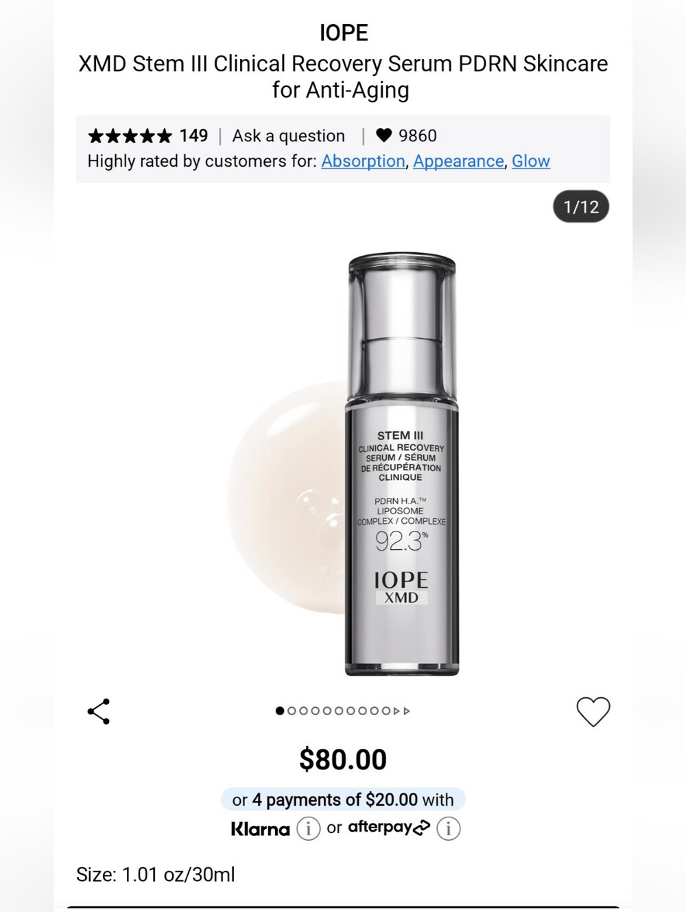 XMD Stem III Clinical Recovery Serum Iope